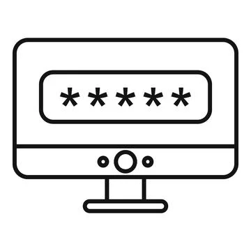 Pc login authentication icon, outline style Stock Illustration