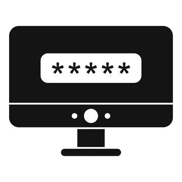Pc login authentication icon, simple style Stock Illustration