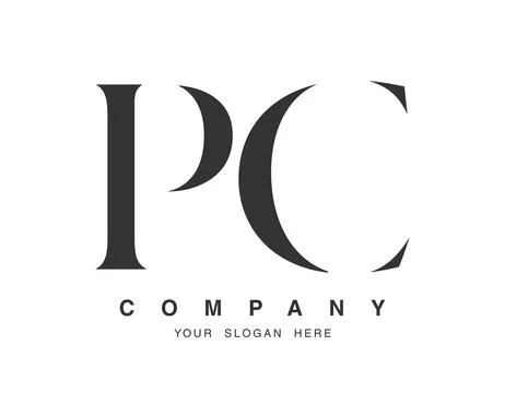 PC logo design. Initial letter p and c serif font style. Creative classic c.. Stock Illustration