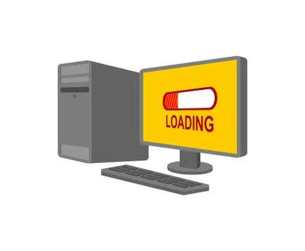 PC long loading. Computer froze vector illustration Stock Illustration