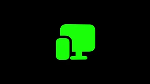 Pc mobile phone 3d icon rotation 4k animation sign on background Stock Footage 313485867