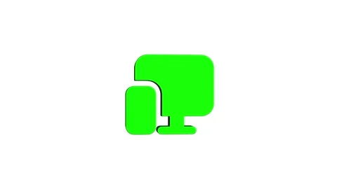 Pc mobile phone 3d icon rotation 4k animation sign on background Stock Footage 313485870