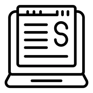 Pc monetize icon outline vector. Money video Illustrazione stock