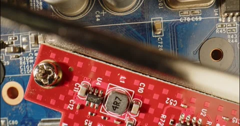PC Motherboard close up shot. A computer processor, Micro chips, circuit board Stock Footage 261098342