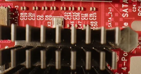 PC Motherboard close up shot. A computer processor, Micro chips, circuit board Stock Footage 261098452