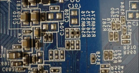 PC Motherboard close up shot. A computer processor, Micro chips, circuit board Stock Footage 261098832