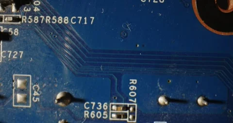 PC Motherboard close up shot. A computer processor, Micro chips, circuit board Stock Footage 261098873