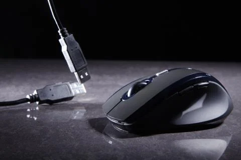Pc mouse and connection cable Foto stock