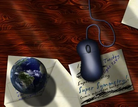 PC mouse and globe on the table Stock Illustration