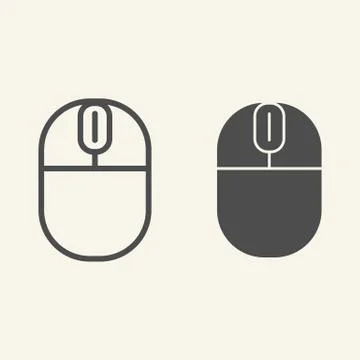 Pc mouse line and glyph icon. Computer device vector illustration isolated on Stock Illustration