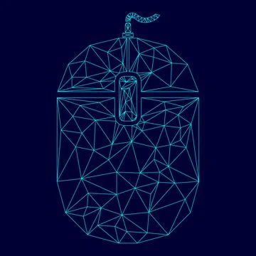 PC mouse low poly triangulation triangulated polygonal electric cyan blue v.. Stock Illustration