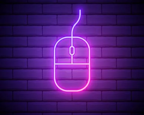 PC mouse neon icon. Elements of business set. Simple icon for websites, web d Stock Illustration