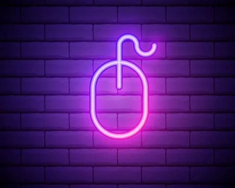 PC mouse neon icon. Elements of business set. Simple icon for websites, web d 스톡 일러스트