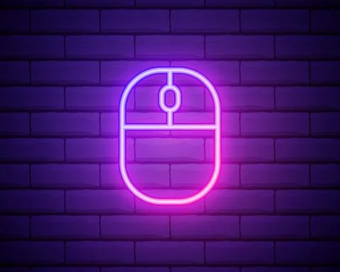 PC mouse neon icon. Elements of business set. Simple icon for websites, web d 스톡 일러스트