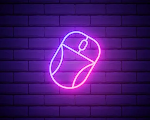 PC mouse neon icon. Elements of business set. Simple icon for websites, web d Stock Illustration