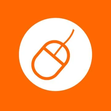 PC mouse sign. In white circle on a orange background. Stock Illustration