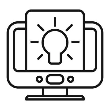 Pc new idea icon outline vector. Business solution 스톡 일러스트