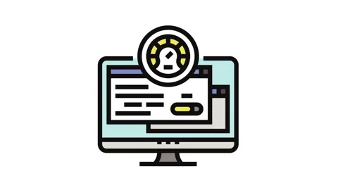 Pc optimization repair computer color icon animation Stock Footage 326106501