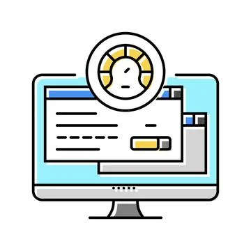 Pc optimization repair computer color icon vector illustration Illustrazione stock