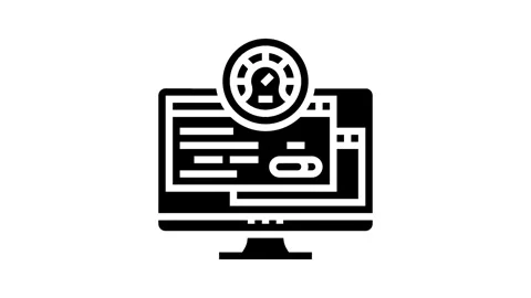Pc optimization repair computer glyph icon animation Stock Footage 326153379