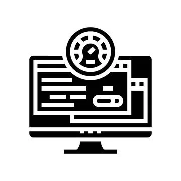 Pc optimization repair computer glyph icon vector illustration Illustrazione stock