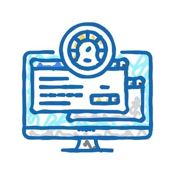 Pc optimization repair computer icon doodle illustration 스톡 일러스트