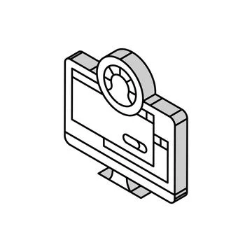 Pc optimization repair computer isometric icon vector illustration Stockillustratie