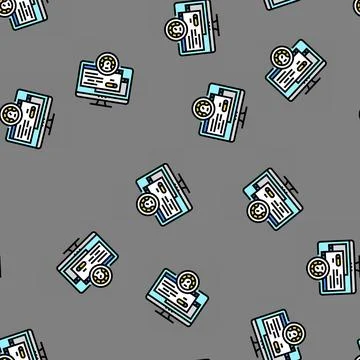 Pc optimization repair computer vector seamless pattern Stock Illustration