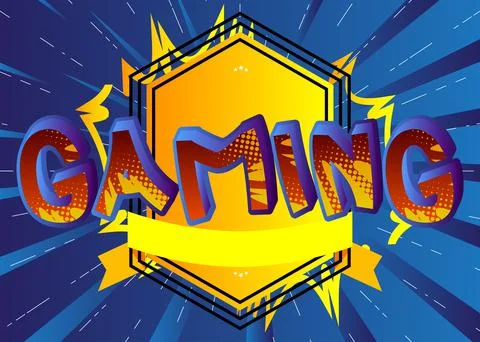 Pc or Console gaming, Gamer related words, quote on Comic book style backgrou Stockillustratie