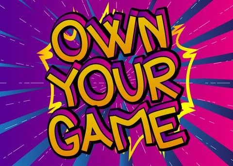 Pc or Console gaming related words, quote on Comic book style background. Pos Stock Illustration