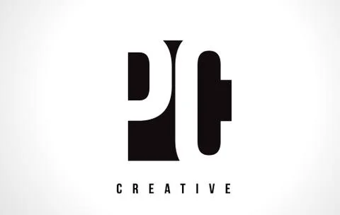 PC P C White Letter Logo Design with Black Square. 스톡 일러스트
