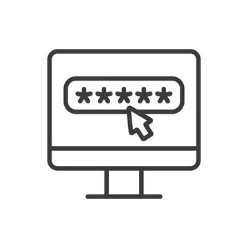 PC Password, in line design. Password, security, authentication, login 스톡 일러스트