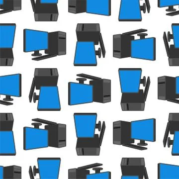 PC pattern seamless. Computer ornament. data processor background. Vector Illustrazione stock