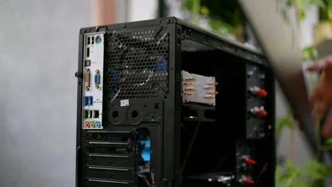 PC personal computer case repair maintenance placing the black case cover 스톡 동영상 91215388