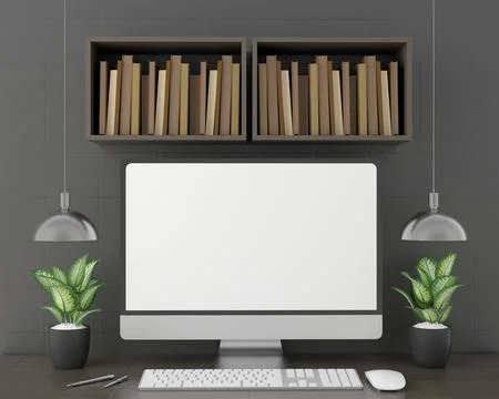 PC placed on the desk in the office Stock-Illustration