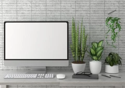 PC placed on the desk in the office Stock-Illustration