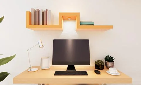 PC placed on the desk in the office Stock Photos