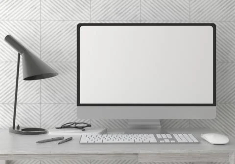 PC placed on the desk in the office Stock Photos