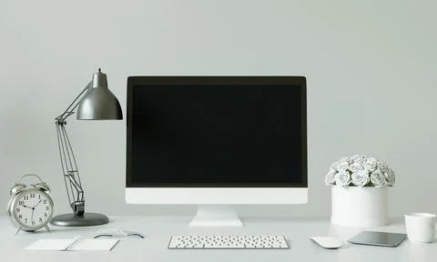 PC placed on the desk in the office Stock Photos