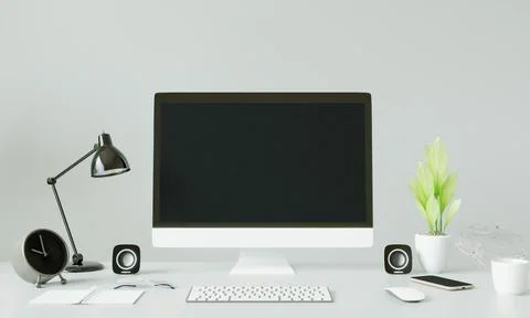 PC placed on the desk in the office Stock Photos