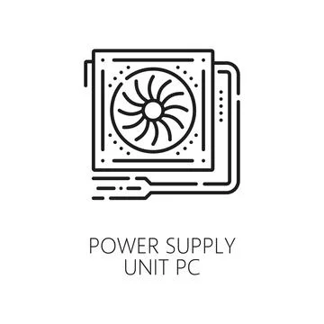 PC power supply unit line icon, computer hardware Stock Illustration