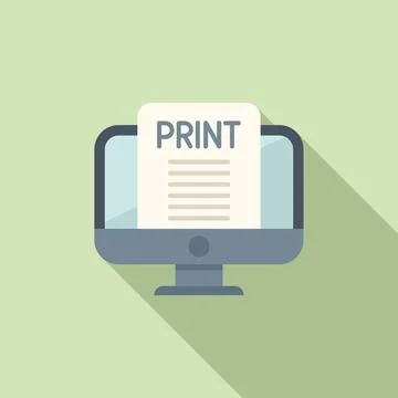 Pc print icon flat vector. Printer press Illustrazione stock