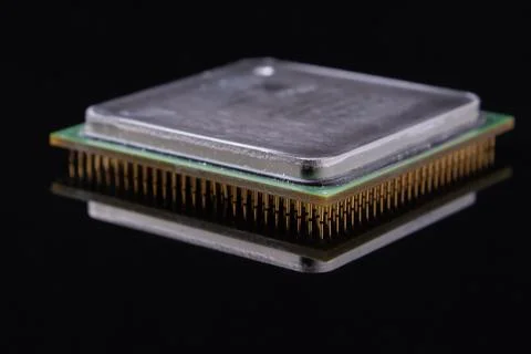 PC processor on black background. PC components. Stock Photos
