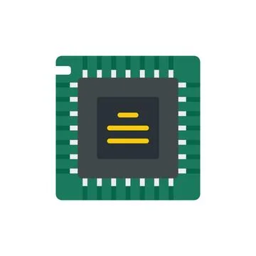 Pc processor icon flat vector. Computer core 스톡 일러스트