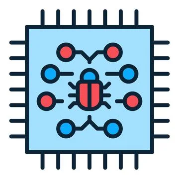 PC Processor with Virus vector colored icon or sign イラスト素材