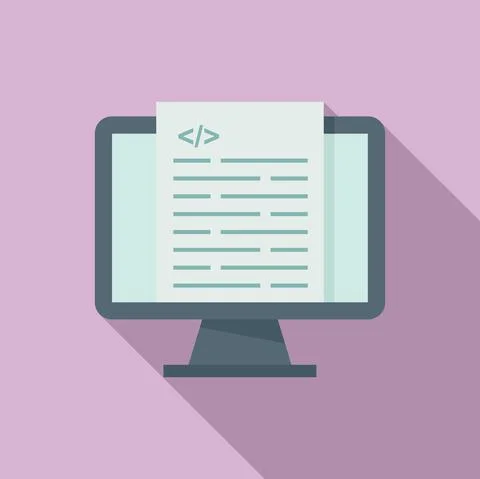 Pc programming icon flat vector. Web computer monitor 스톡 일러스트