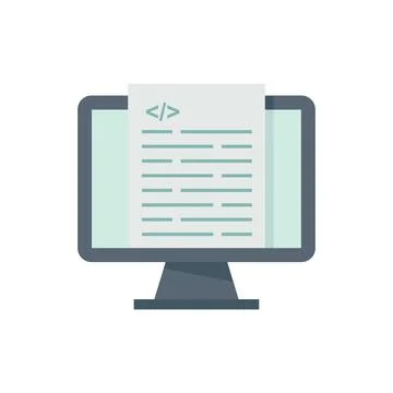 Pc programming icon flat vector. Web computer monitor Stock Illustration