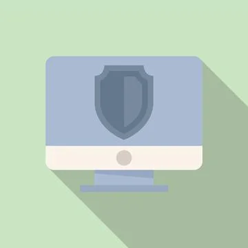 Pc protection icon flat vector. Secure data Stock Illustration