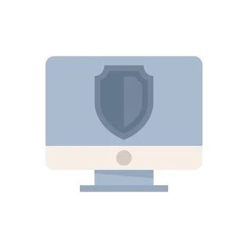 Pc protection icon flat vector. Secure data Stock Illustration
