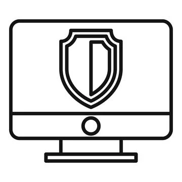 Pc protection icon outline vector. Secure data Stock Illustration
